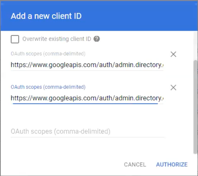 Google Admin Console oAuth scopes read-only